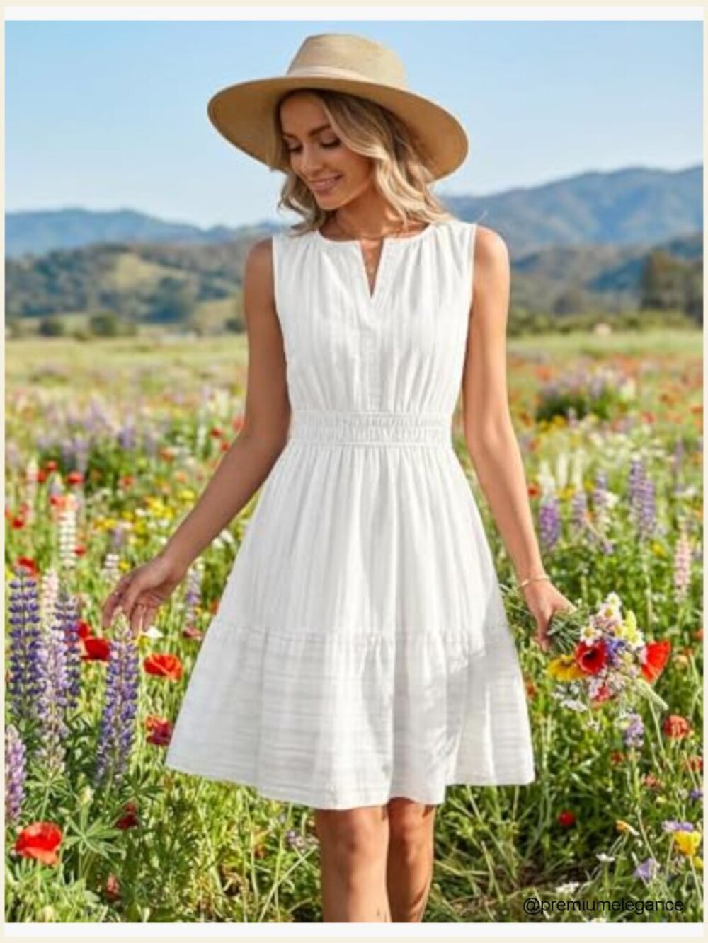 Sleeveless V-Neck Flowy A-Line Mini Sundress with Pockets - Picture 4 of 7